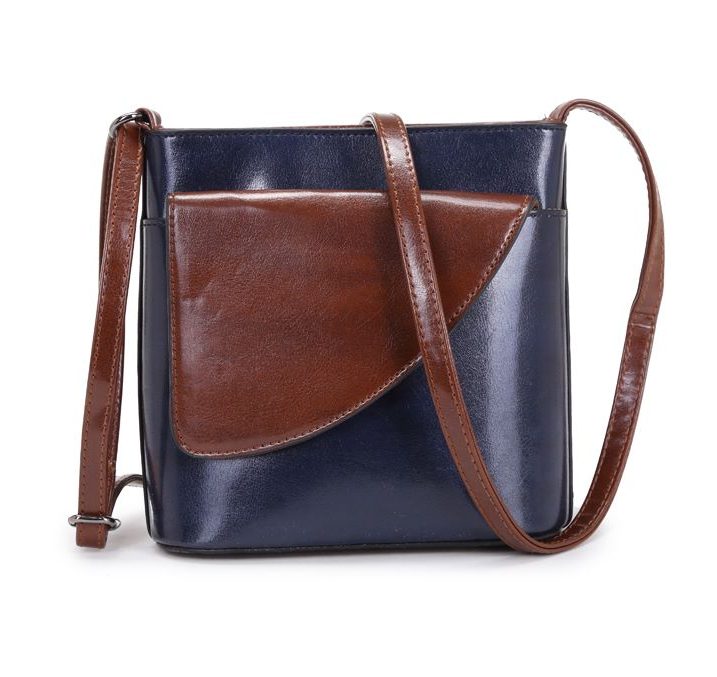 small navy leather bag