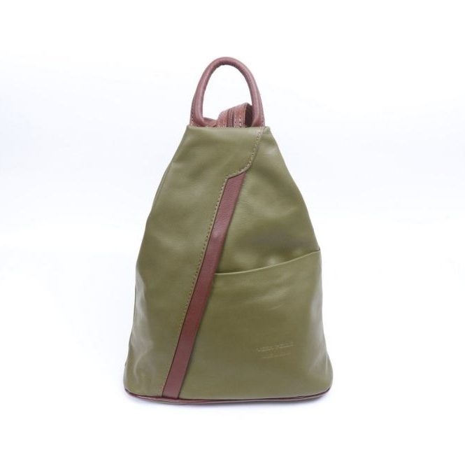 olive green leather backpack