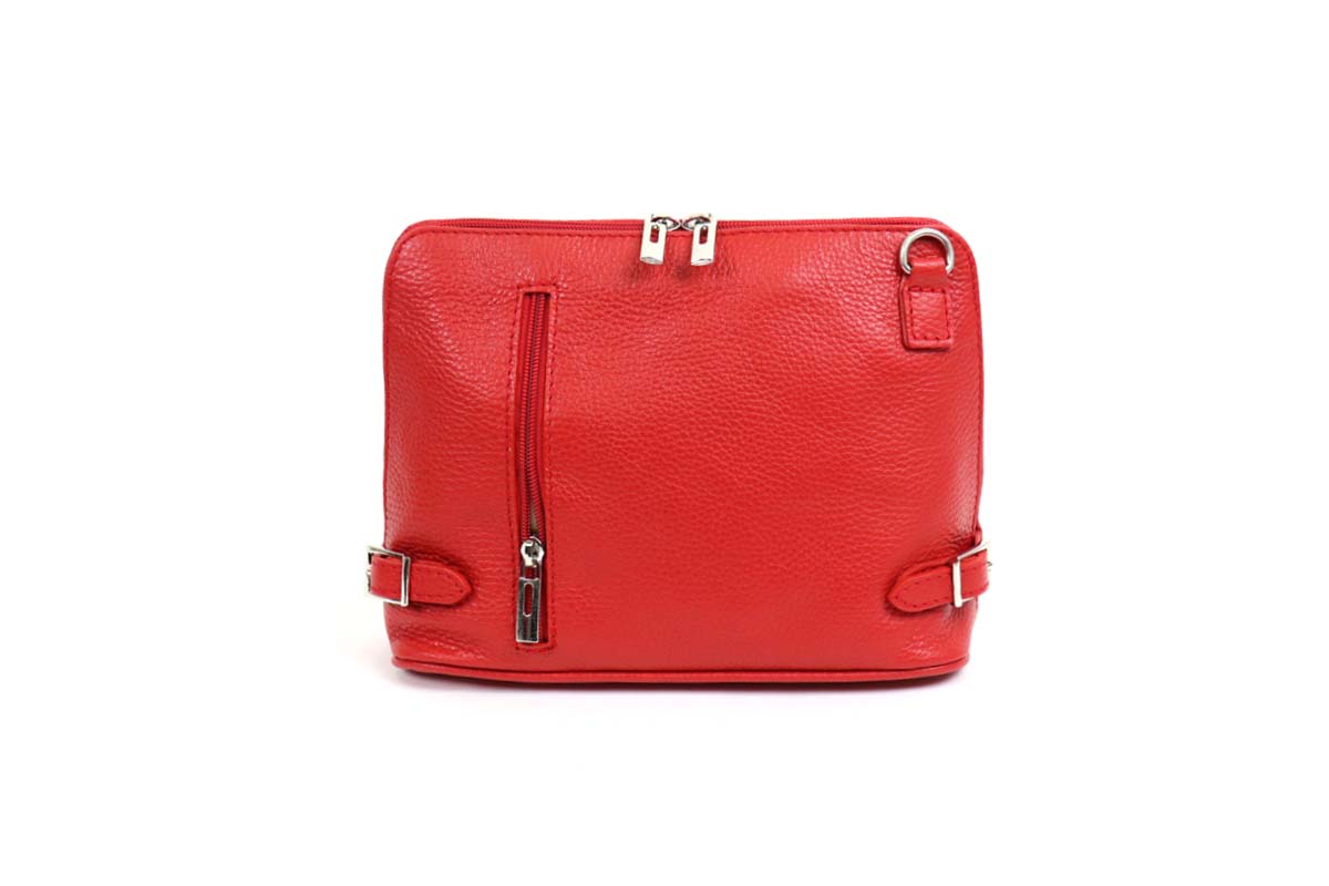 Italian Leather Crossbody Bag - Red (BAG129)