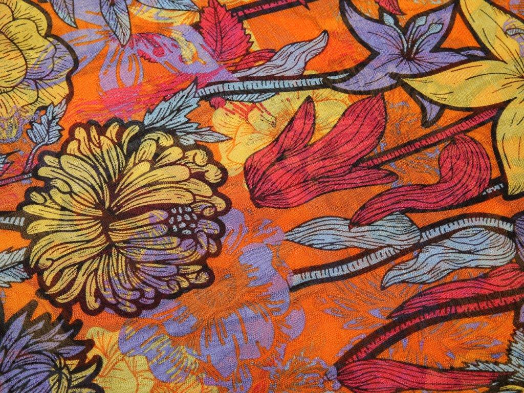 Recycled Plastic Bottle Scarf Floral Orange (ES016) | Craft Works gallery