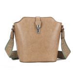 Bucket bag beige canvas strap