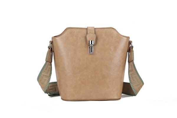 Bucket bag beige canvas strap